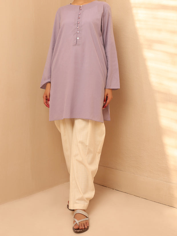 Lilac Linen Tunic - ALCR-LK-1019 - Almirah Online