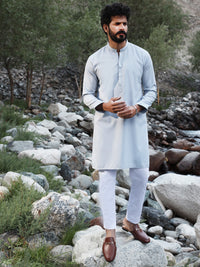 Light Blue Blended Kurta - AL-K-1017