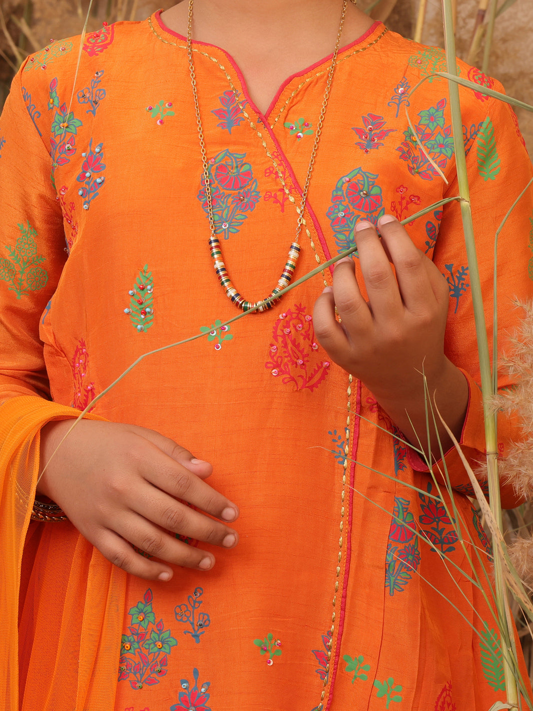 Orange Raw Silk 2 Piece Stitched - ALT-2PS-LKS-1017