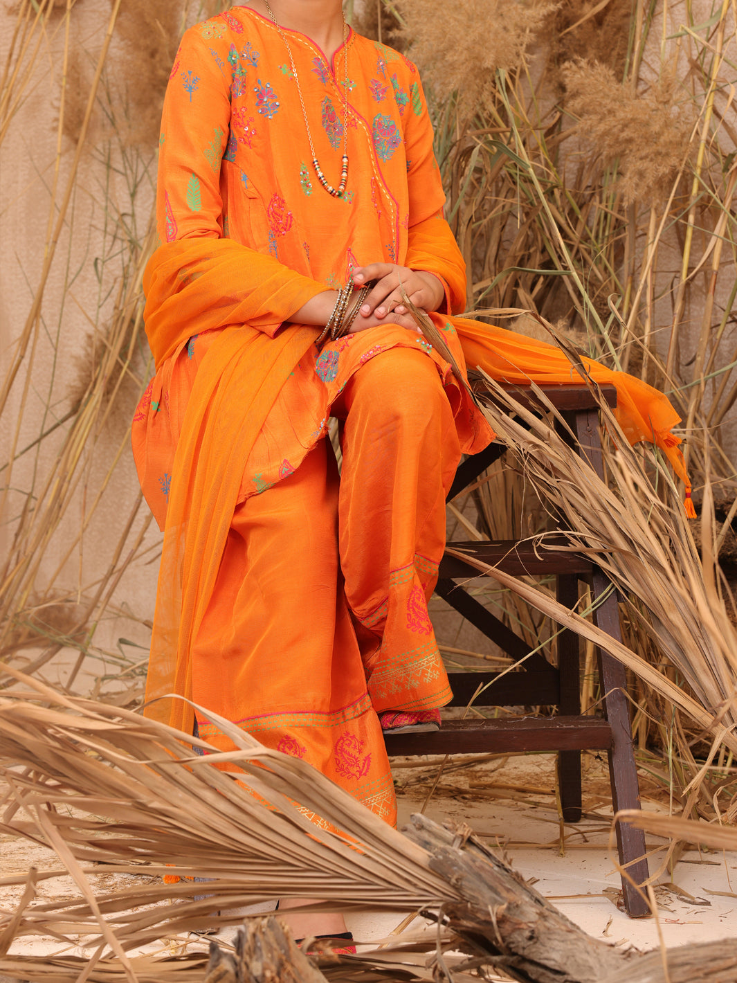 Orange Raw Silk 2 Piece Stitched - ALT-2PS-LKS-1017