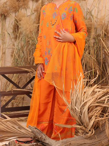 ORANGE RAW SILK 2 PIECE STITCHED - ALT-2PS-LKS-1017