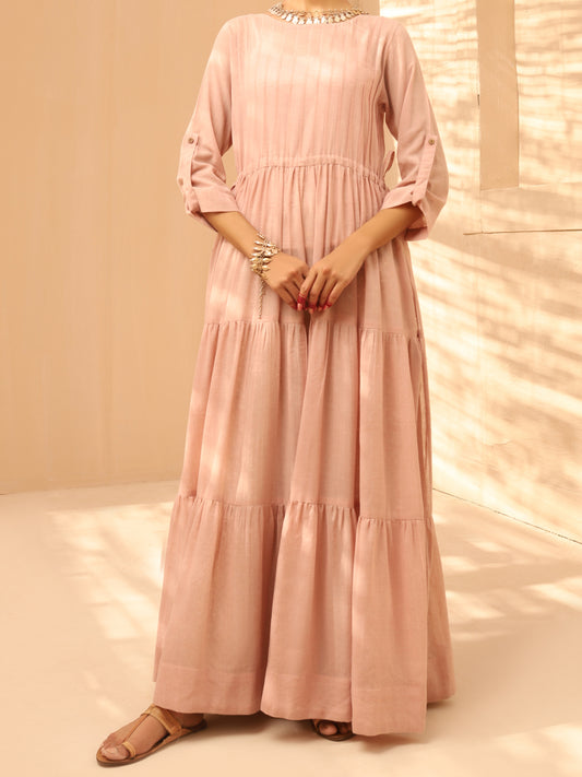 Pink Linen Tunic - ALCR-LK-1018 - Almirah Online