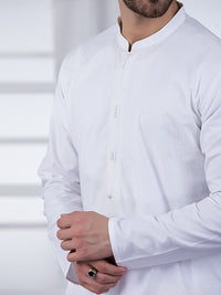 White Cotton Kurta - AL-K-1018