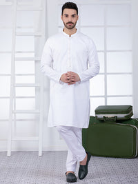 White Cotton Kurta - AL-K-1018