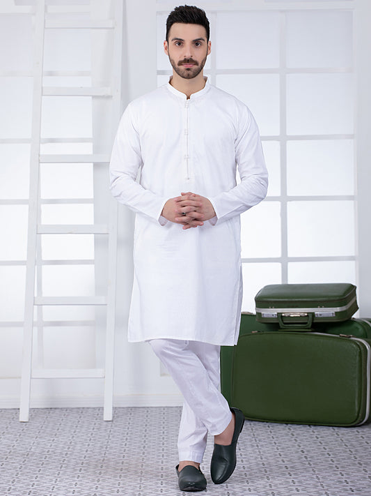 White Cotton Kurta - AL-K-1018