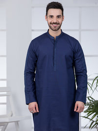 Dark Blue Cotton Kurta - AL-K-1020