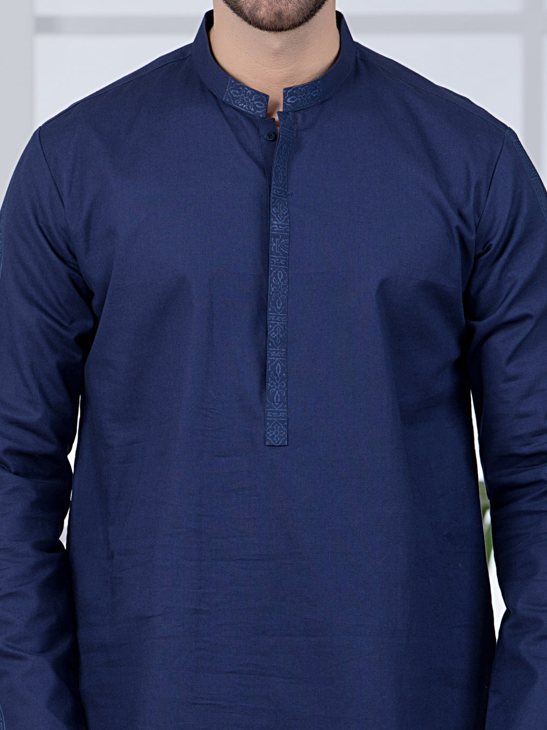 Dark Blue Cotton Kurta - AL-K-1020