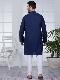 Dark Blue Cotton Kurta - AL-K-1020