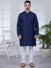 Dark Blue Cotton Kurta - AL-K-1020