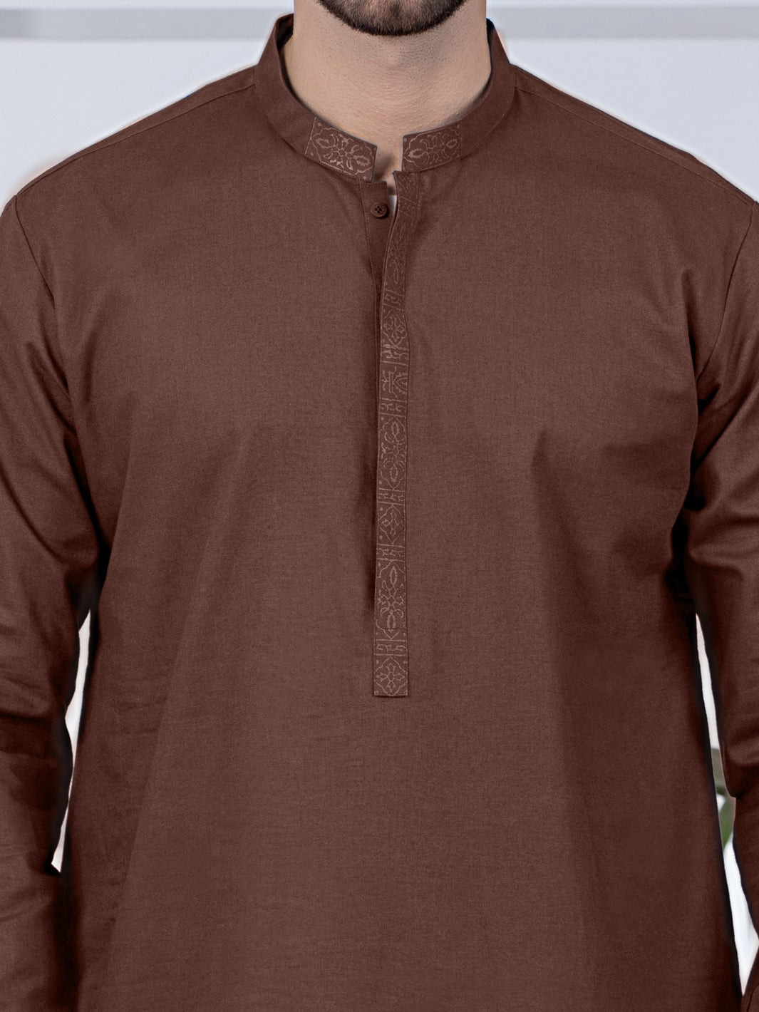 Brown Cotton Kurta - AL-K-1021