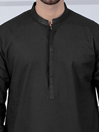Black Cotton Kurta - AL-K-1022