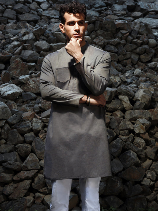 Grey Kurta - AL-K-1025