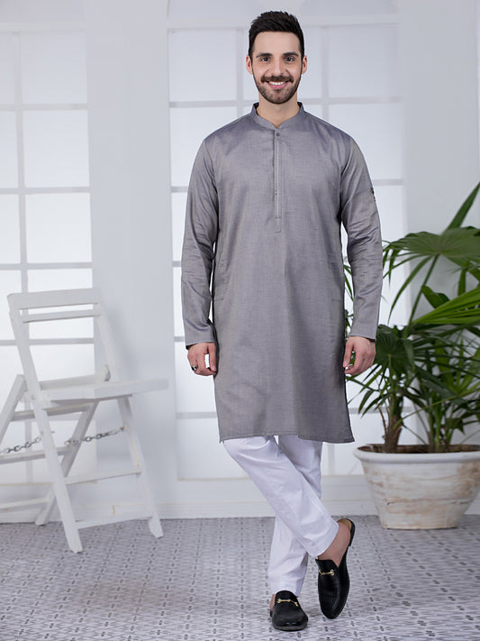 Grey Kurta - AL-K-1028