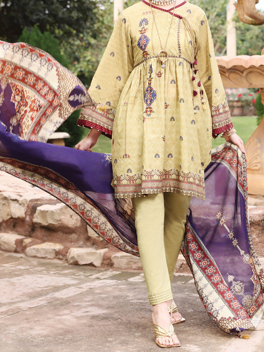 Khaki Lawn 3Pc Unstitched - ALP-3PS-1040