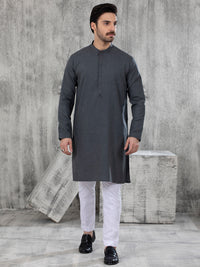 Dark Grey Blended Kurta - AL-K-1049