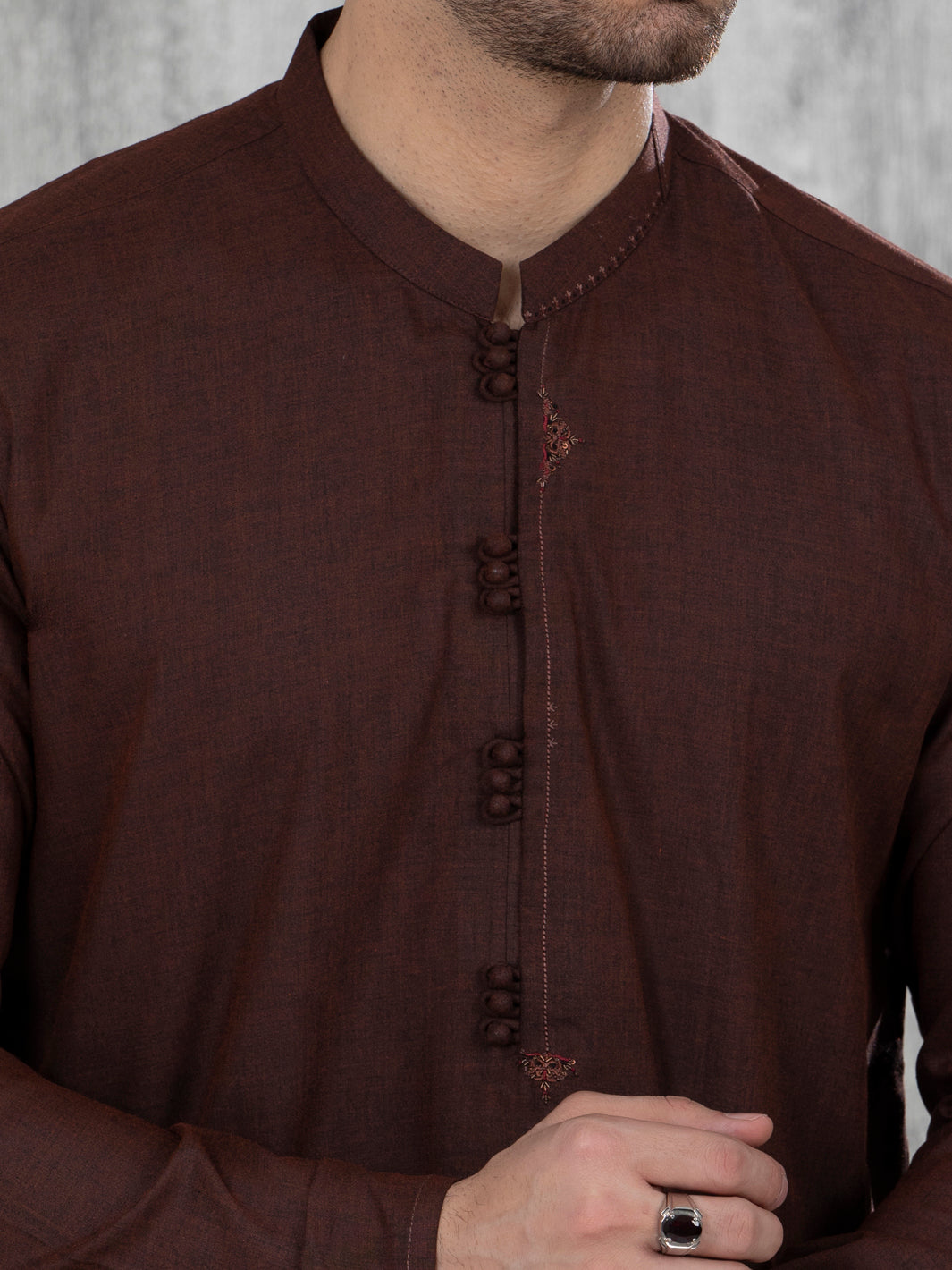 Maroon Blended Kurta - AL-K-1051