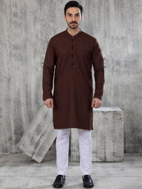 Maroon Blended Kurta - AL-K-1051