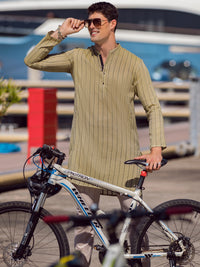 Olive Green Cotton Kurta - AL-K-1059