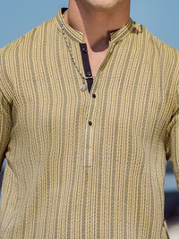 Olive Green Cotton Kurta - AL-K-1059