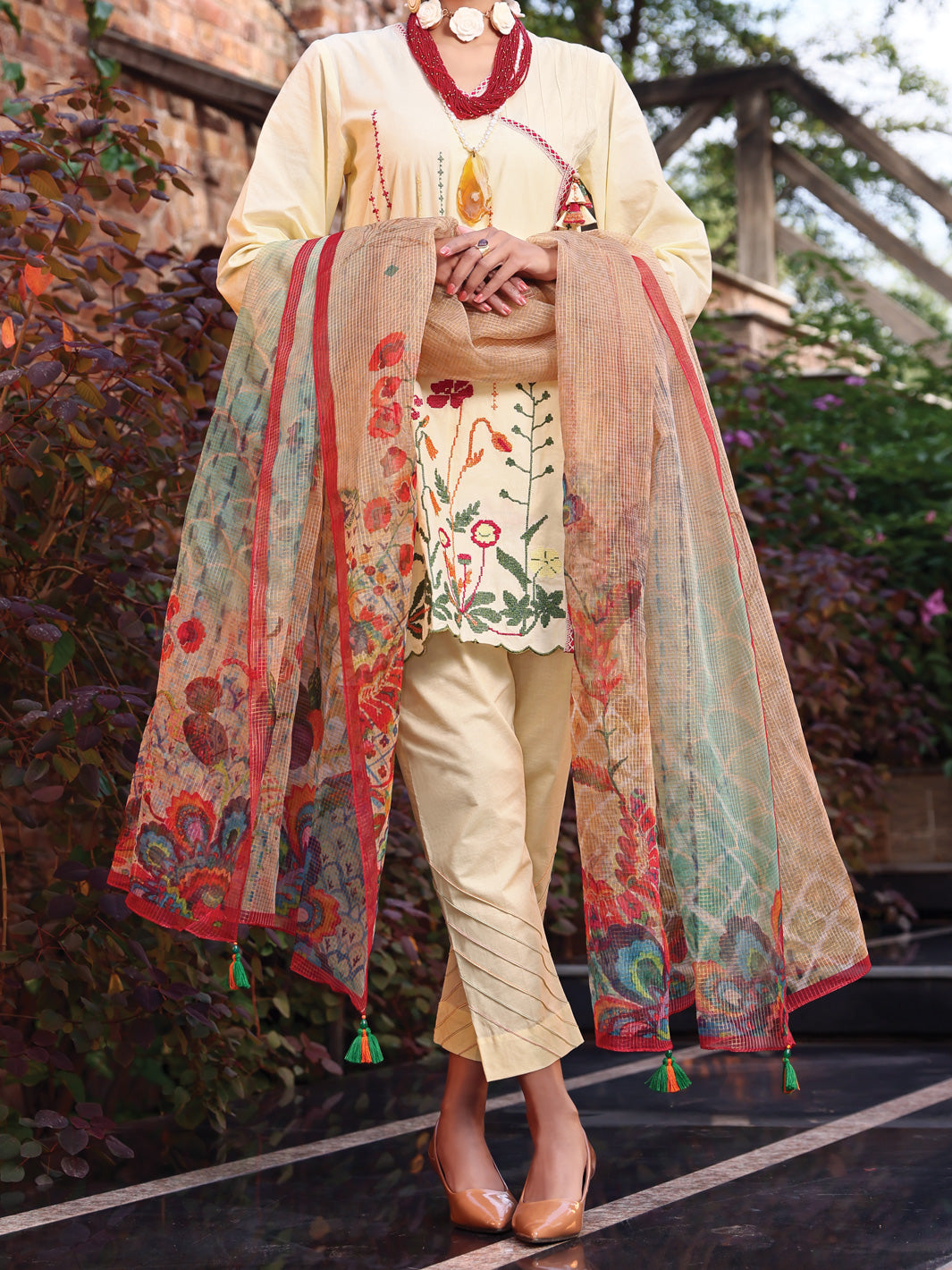 Cream Lawn 3Pc Stitched - ALP-3PS-1062/S