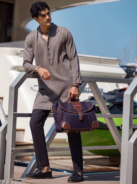 Grey Cotton Kurta - AL-K-1062