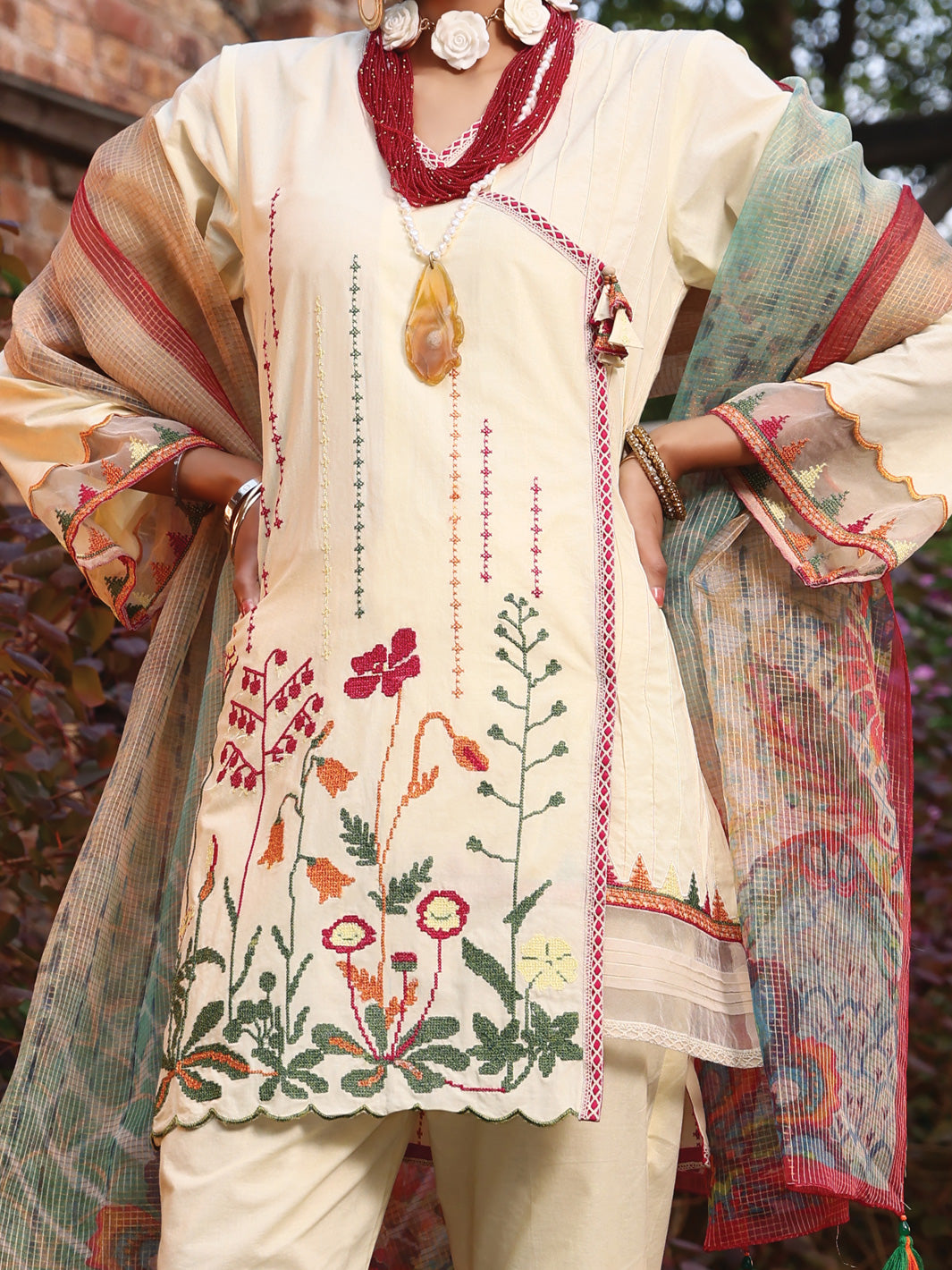 Cream Lawn 3Pc Stitched - ALP-3PS-1062/S