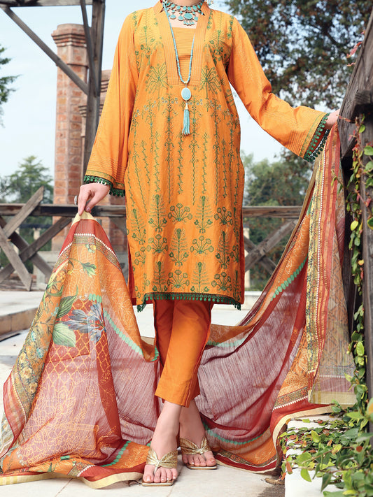 Orange Lawn 3Pc Unstitched - ALP-3PS-1063