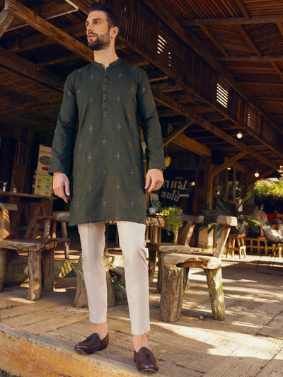 Green Cotton Kurta - AL-K-1063B