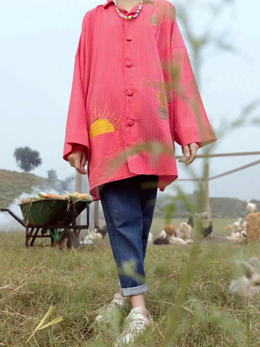 Pink Yarn Dyed Kurti - ALT-LK-1065