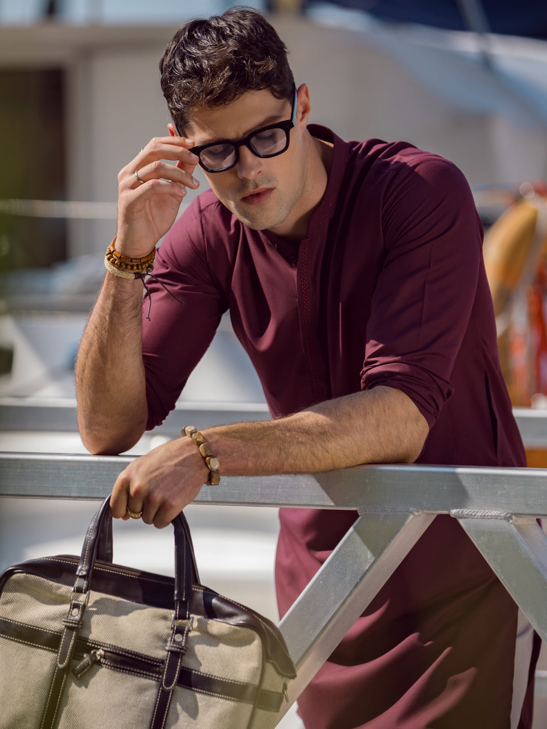 Maroon Blended Kurta - AL-K-1068C