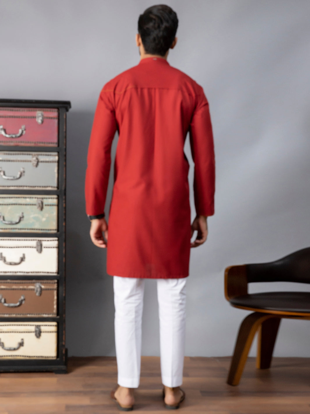 Red Blended Kurta - AL-K-1070A