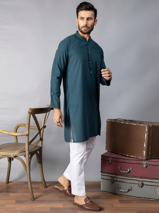 Green Blended Kurta - AL-K-1070B