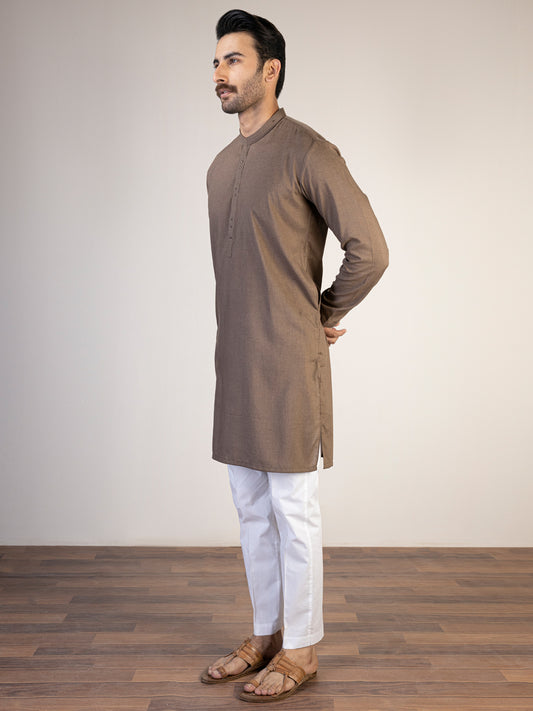 Brown Blended Kurta - AL-K-1077