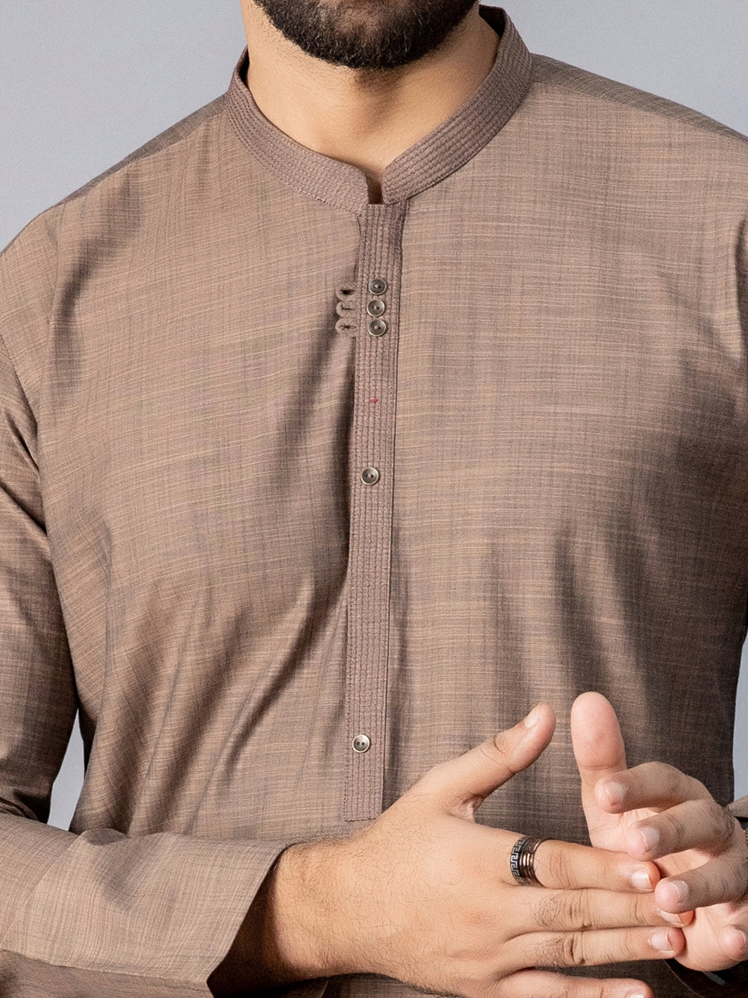 Light Brown Blended Kurta - AL-K-1079