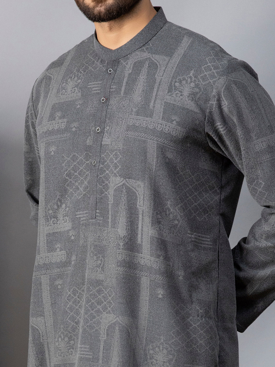 Dark Grey Blended Kurta - AL-K-1083