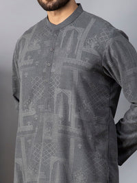 Dark Grey Blended Kurta - AL-K-1083