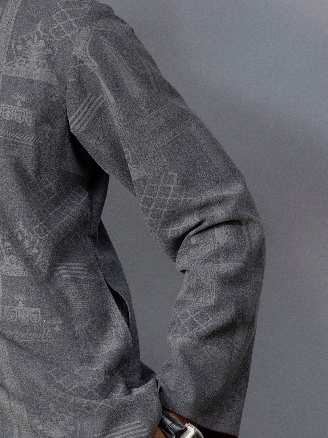 Dark Grey Blended Kurta - AL-K-1083