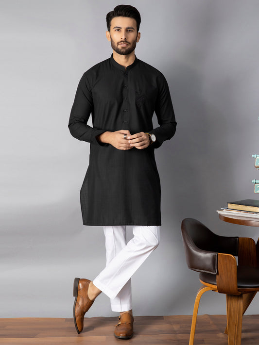 Black Blended Kurta - AL-K-1084B