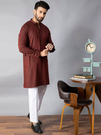 Maroon Blended Kurta - AL-K-1085B