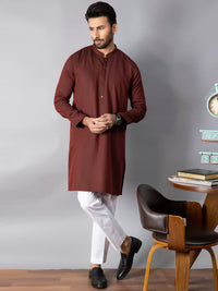 Maroon Blended Kurta - AL-K-1085B