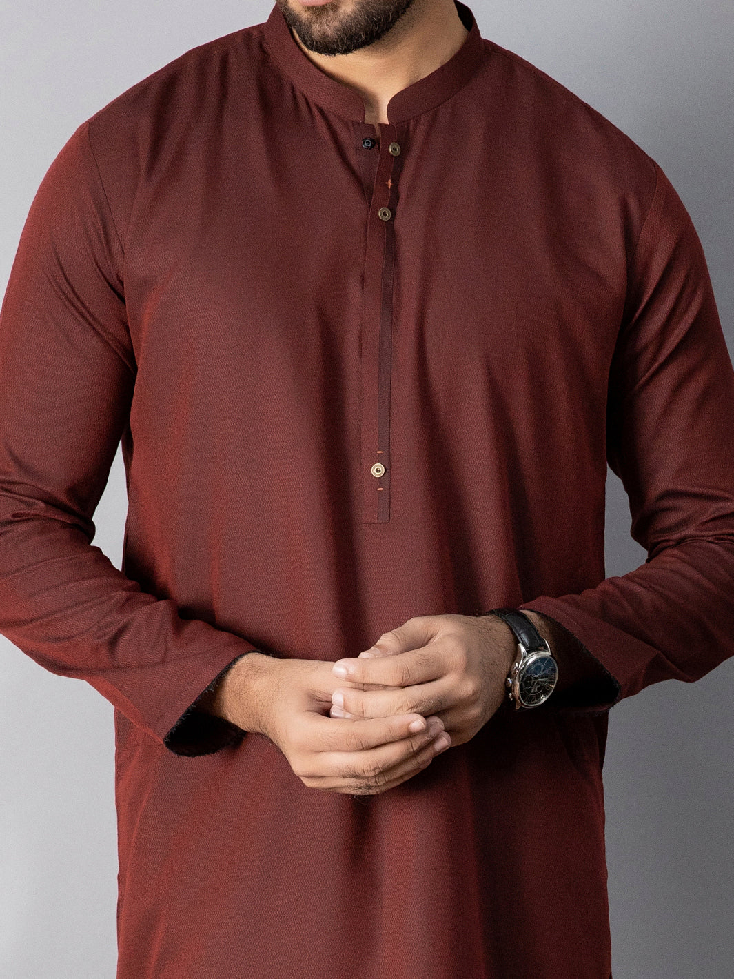 Maroon Blended Kurta - AL-K-1085B
