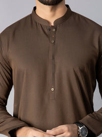 Brown Blended Kurta - AL-K-1085C