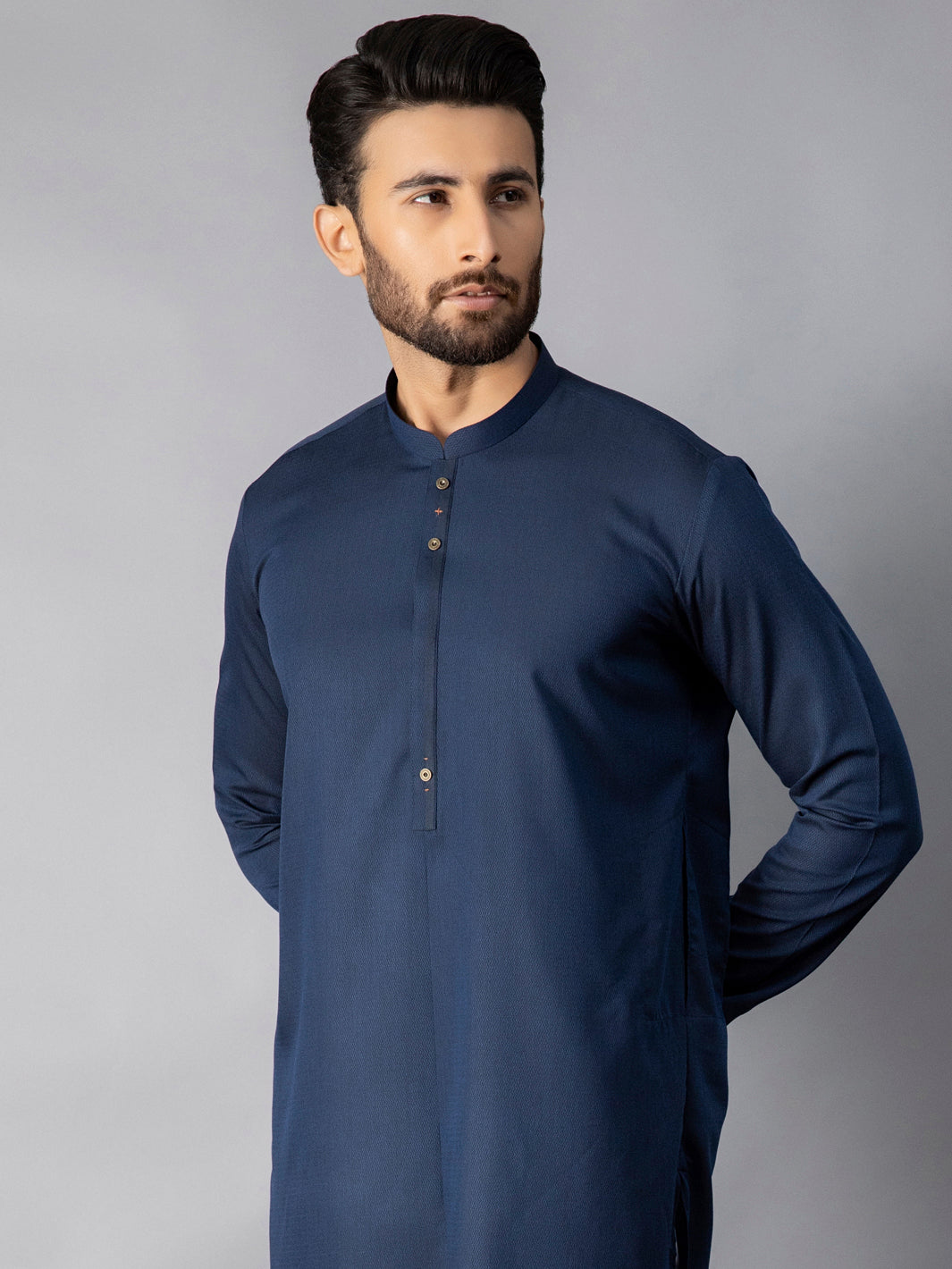 Dark Blue Blended Kurta - AL-K-1085D