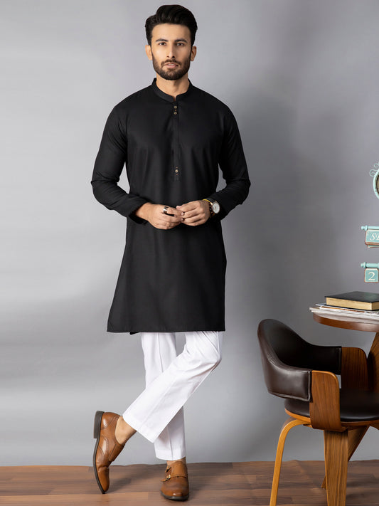 Black Blended Kurta - AL-K-1085E