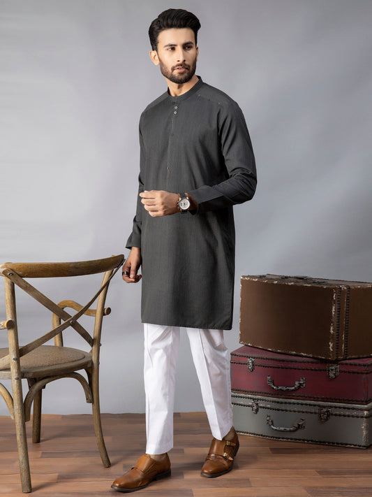 Grey Blended Kurta - AL-K-1086A