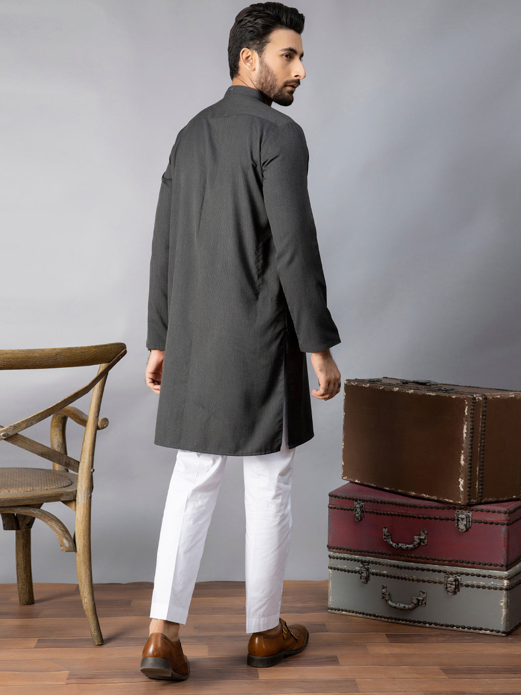 Grey Blended Kurta - AL-K-1086A