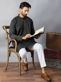 Grey Blended Kurta - AL-K-1086A