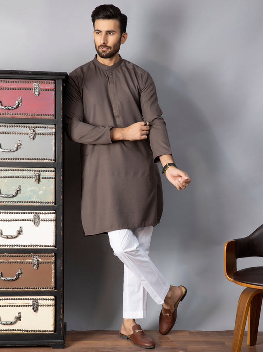 Brown Blended Kurta - AL-K-1086C