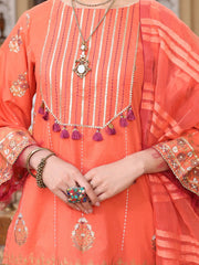 Orange Cambric 3 Piece Stitched - ALP-3PS-1086/S