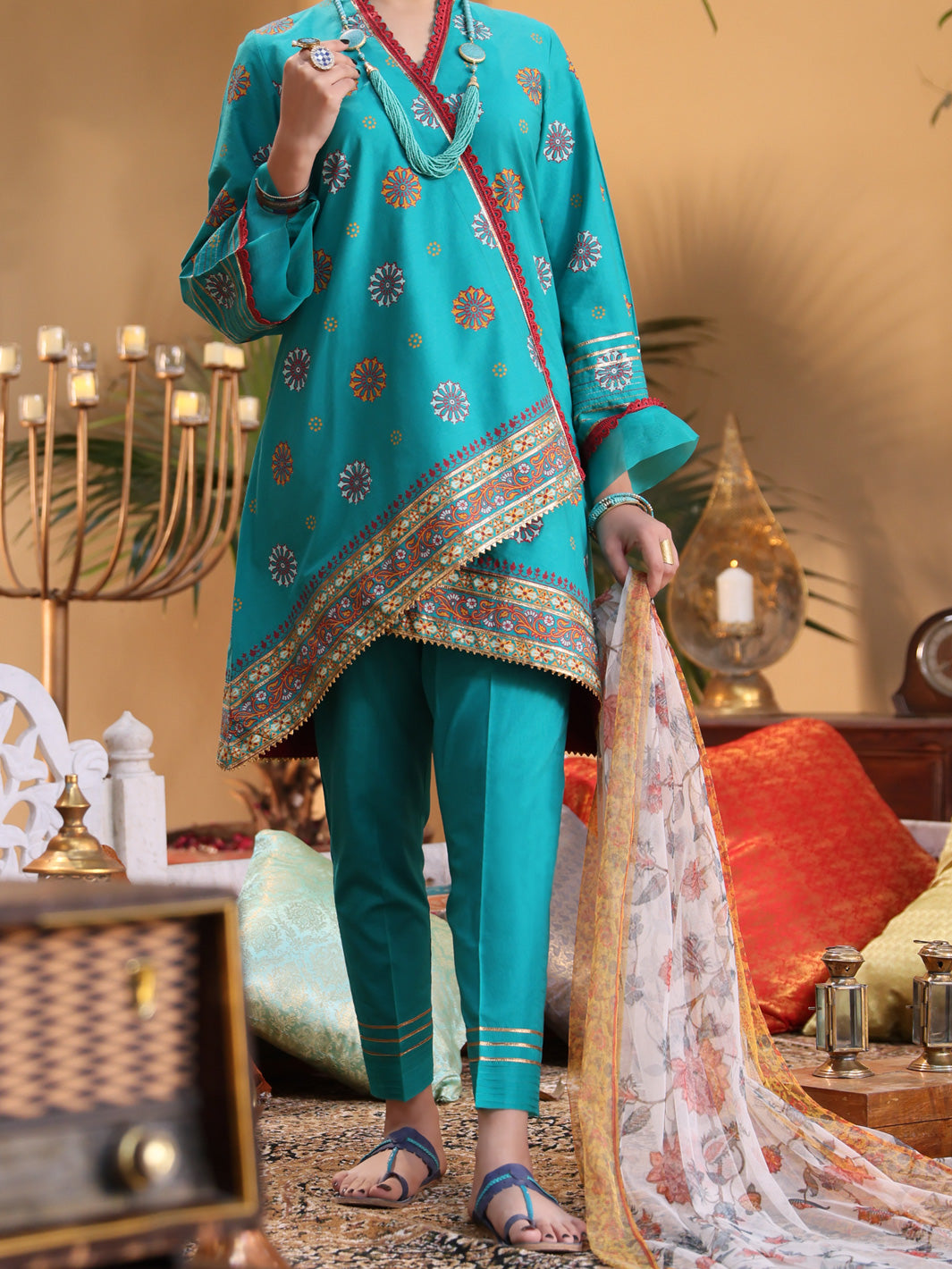 Green Cambric 3 Piece Unstitched - ALP-3PS-1087